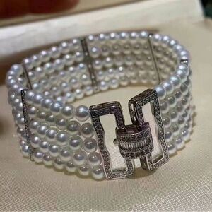 Elegant Silver Pearl Bracelet fresh water real pearls